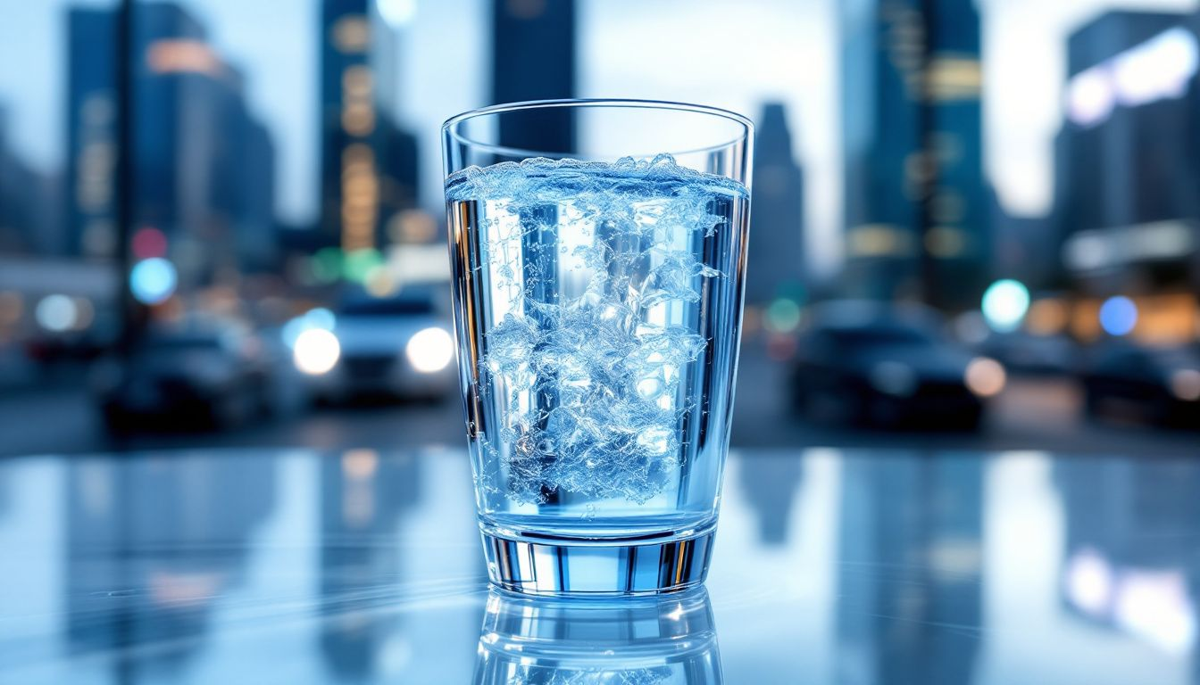 A glass of freshly filtered water demonstrating clarity and purity.