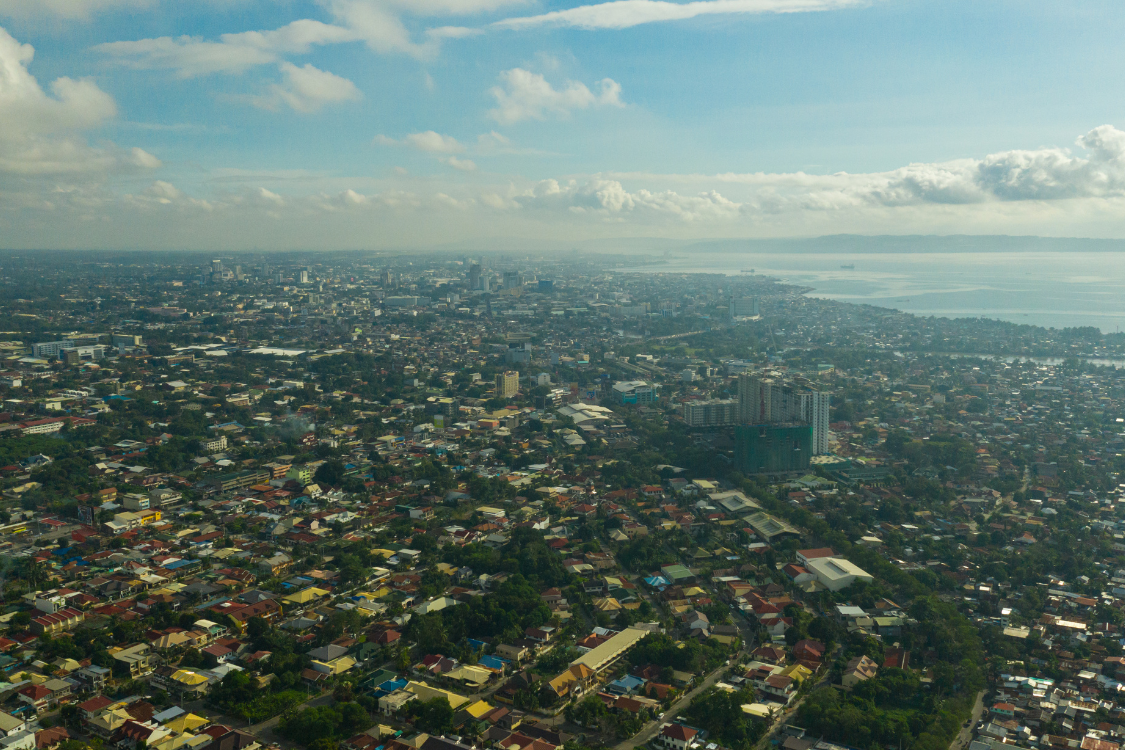 Aerial view of Davao City showing residential areas and distant cityscape