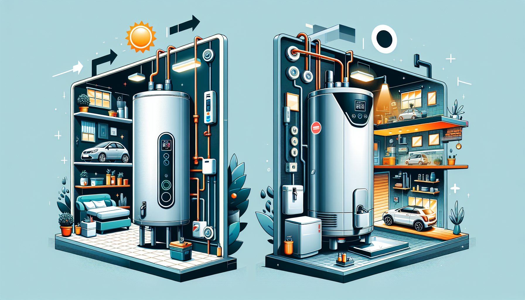 A visual comparison between compact and robust water heater models.