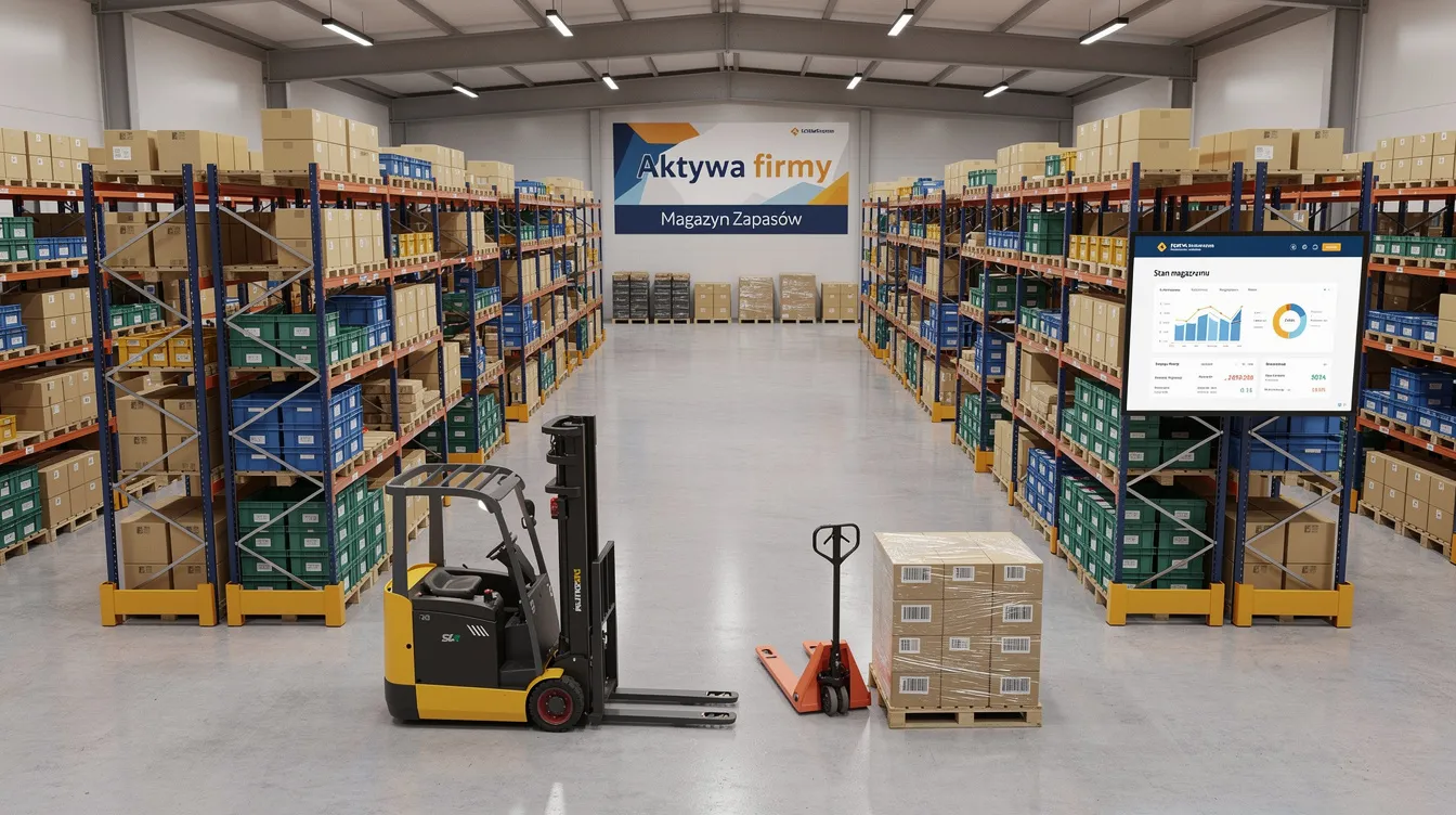 fd280ef0 8c45 472e beb0 2c72eef1a55d Wizualizacja przedstawia magazyn z towarem na regałach, symbolizujący aktywa firmy, które są kluczowe w analizie wskaźnikowej przedsiębiorstwa. W kontekście rentowności, efektywne zarządzanie tymi zasobami może przyczynić się do wyższych wskaźników rentowności sprzedaży oraz aktywów.