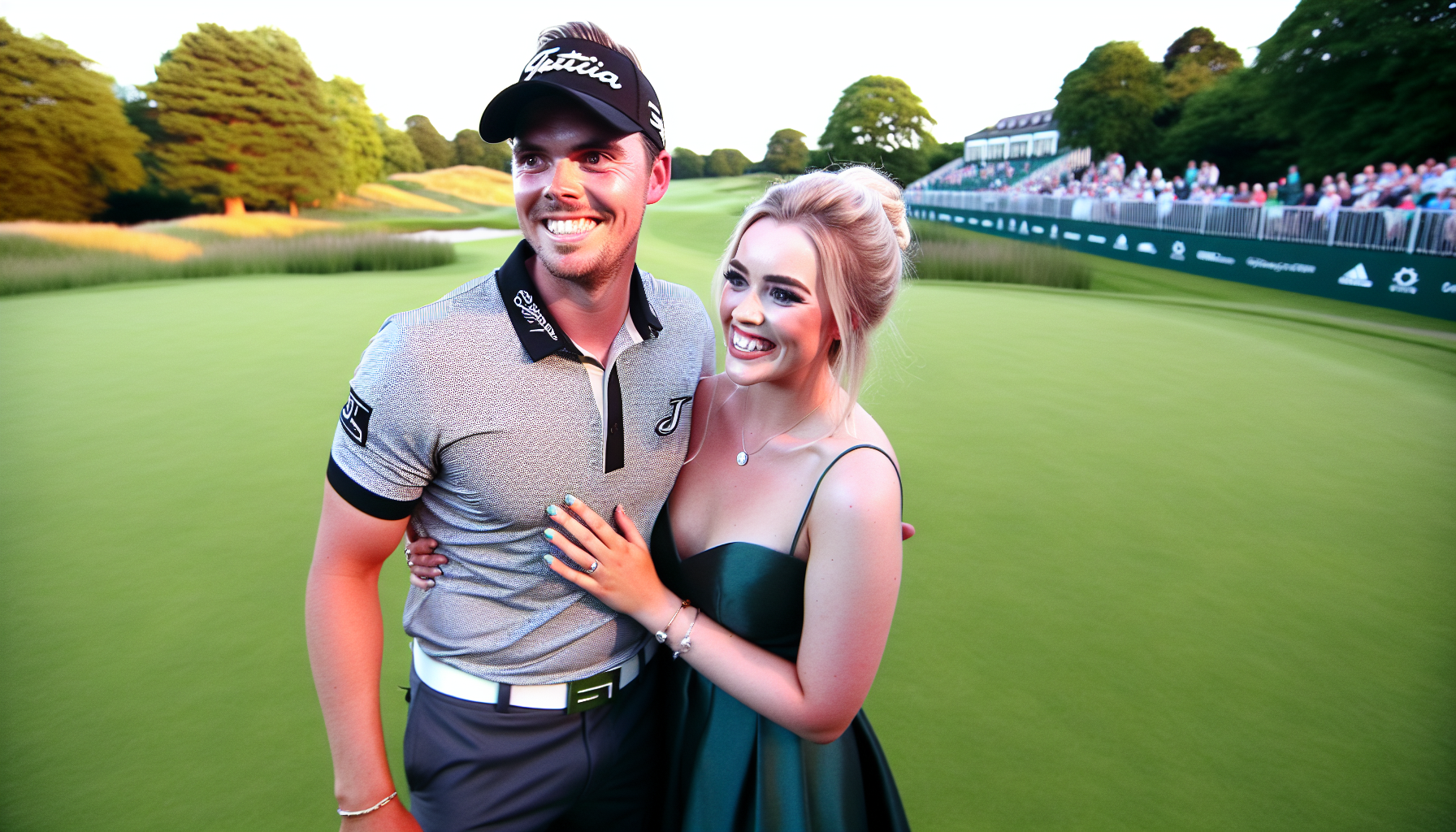 Jordan Spieth and his wife Annie Verret smiling together at a golf event