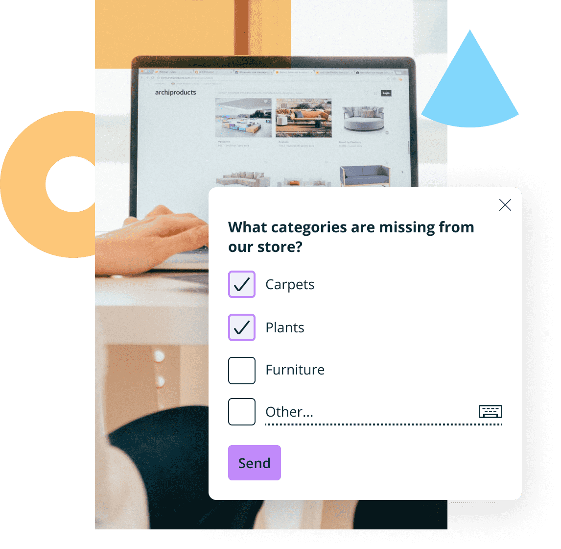 The example of webiste popup survey created on Startquestion platform.