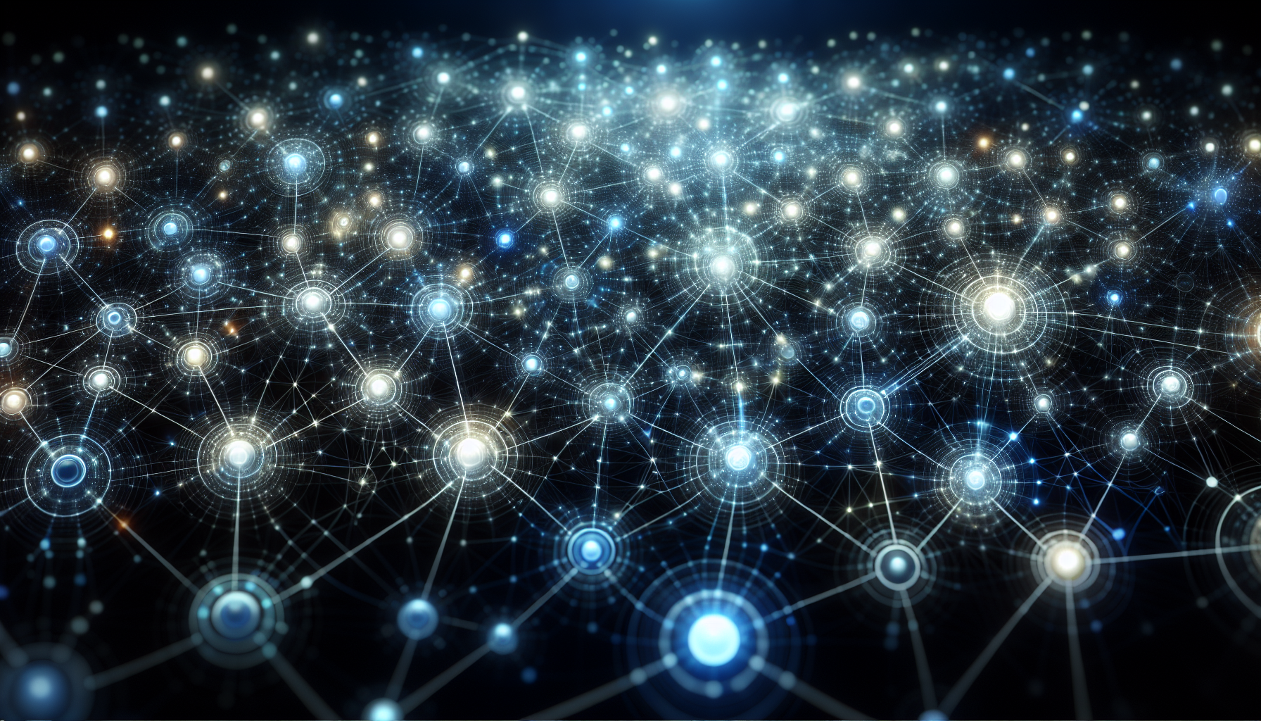 Illustration of a network of interconnected nodes representing comprehensive IT support services