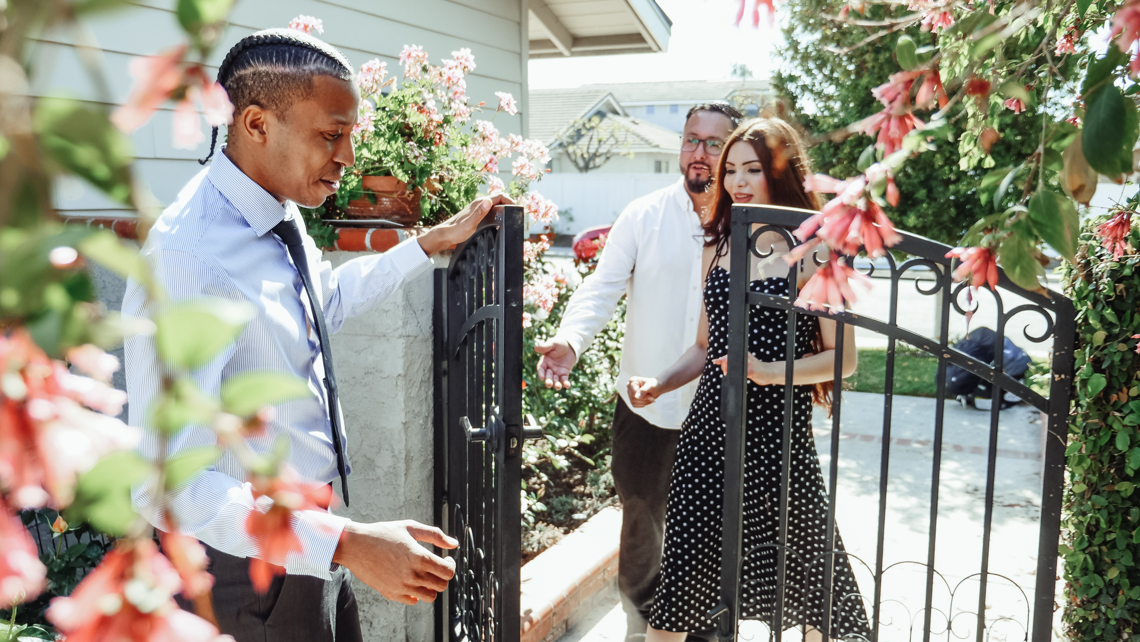 a young couple came to inspect the house for purchase