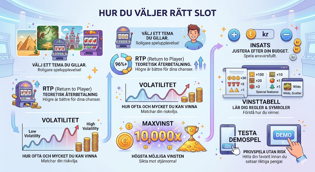 Hur du väljer rätt slot – jämför RTP, volatilitet, bonusfunktioner och insats i spelautomater online casino.