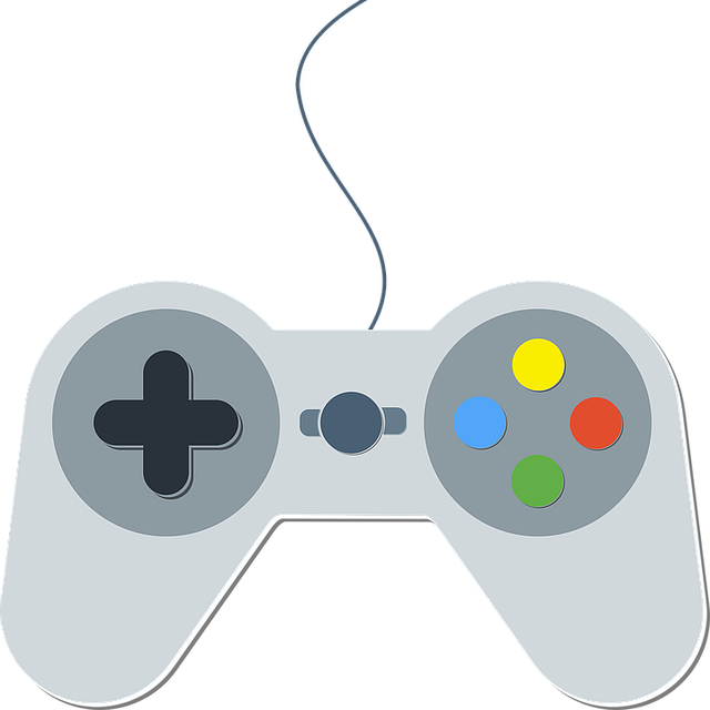 Design of a video game controller on a white background