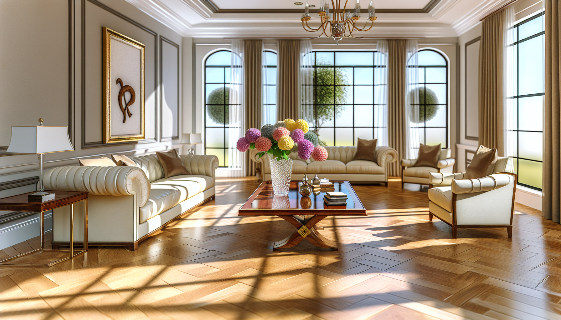 A beautifully designed luxury living room with comfortable seating and elegant furnishings