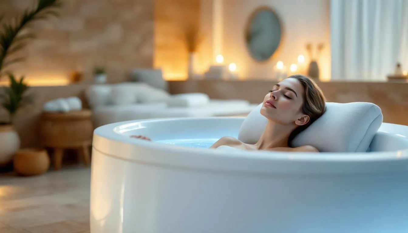 A person enjoying the wellness benefits of a hydrotherapy tub.