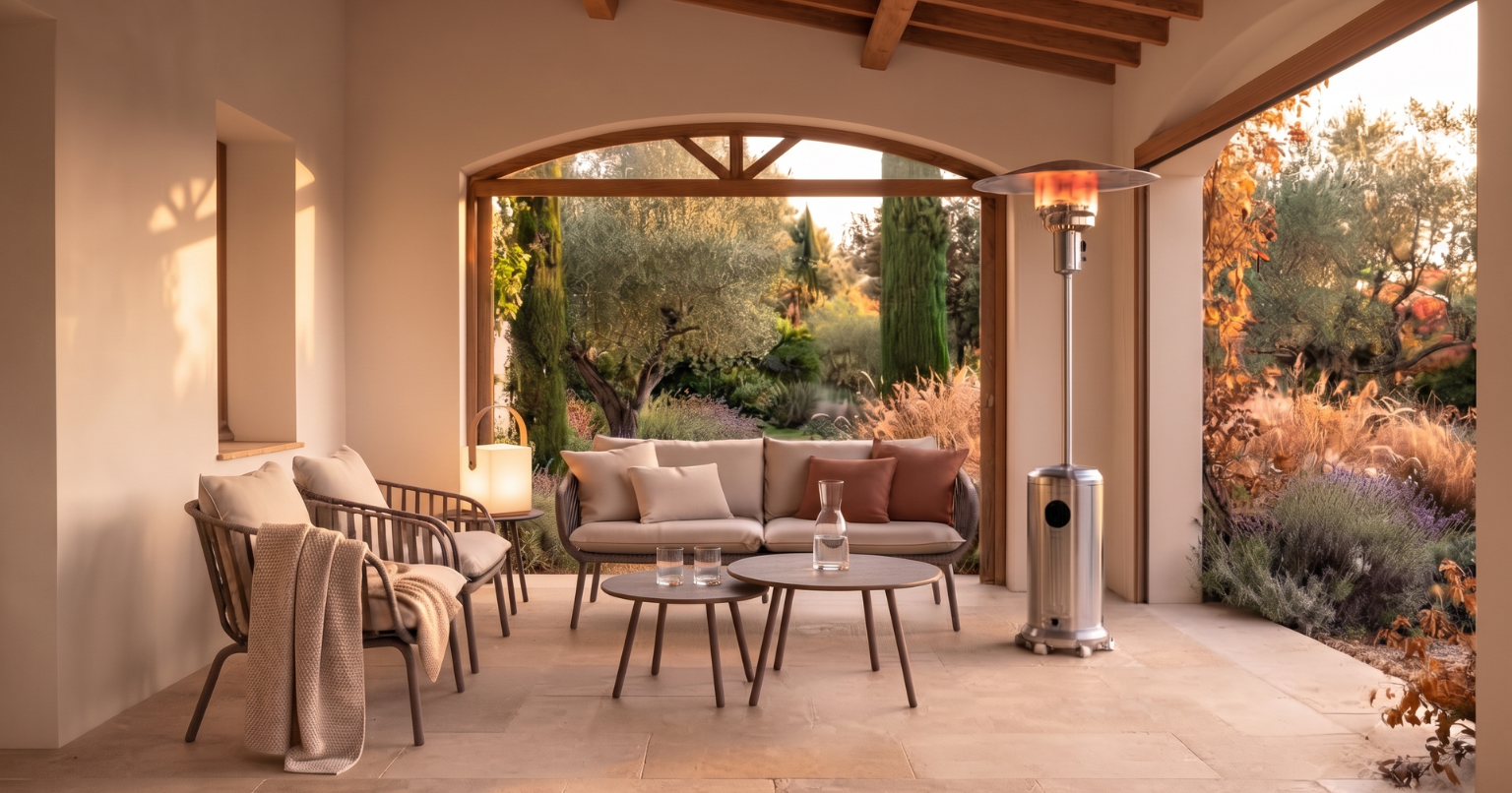 Salon de jardin MARINA Wilsa Garden dans un patio méditerranéen aux tonalités automnales
