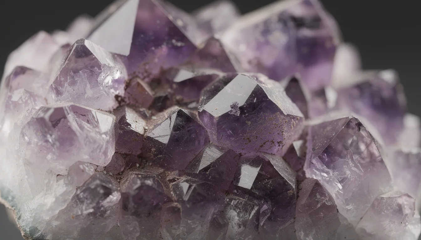 A close-up photograph showcases raw amethyst crystals, displaying a stunning range of purple shades from pale lavender to deep violet. This natural amethyst, the official birthstone for February, highlights the beauty and enduring appeal of this precious gemstone.