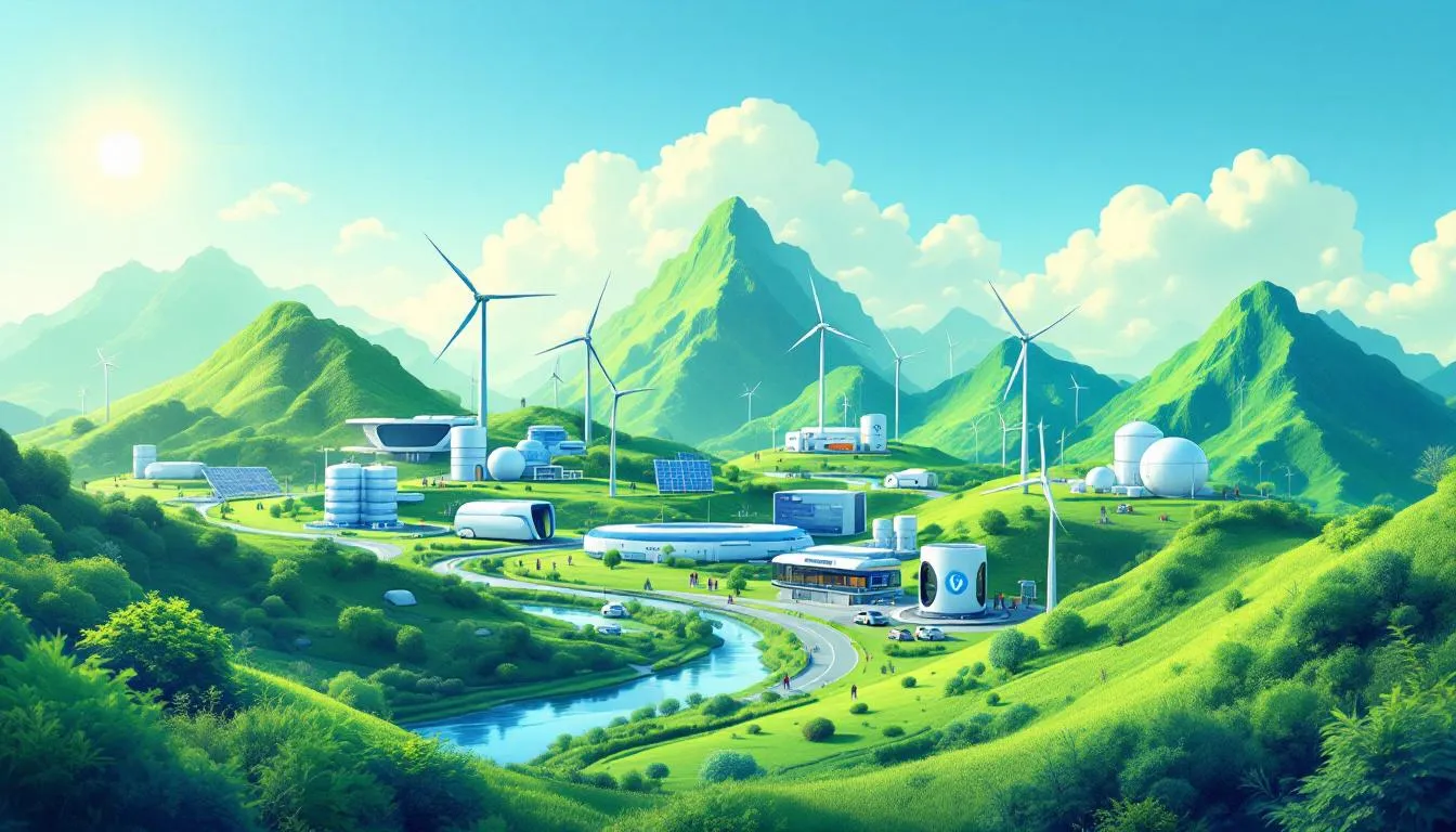 A concluding visual summarizing the key points of the hydrogen industry and its future potential.