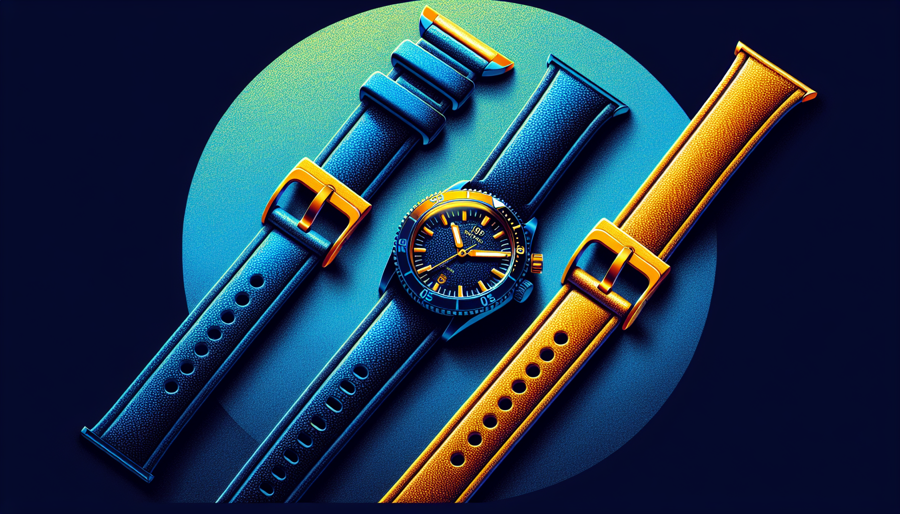 Blue and gold watch straps