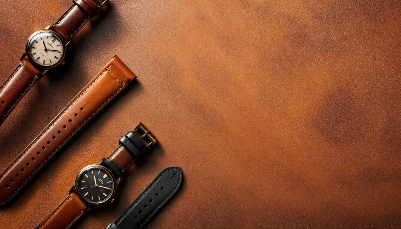 An online shopping interface showcasing premium leather watch straps.