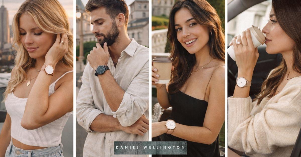 Daniel Wellington partners with influencers to share discount codes and showcase watches.