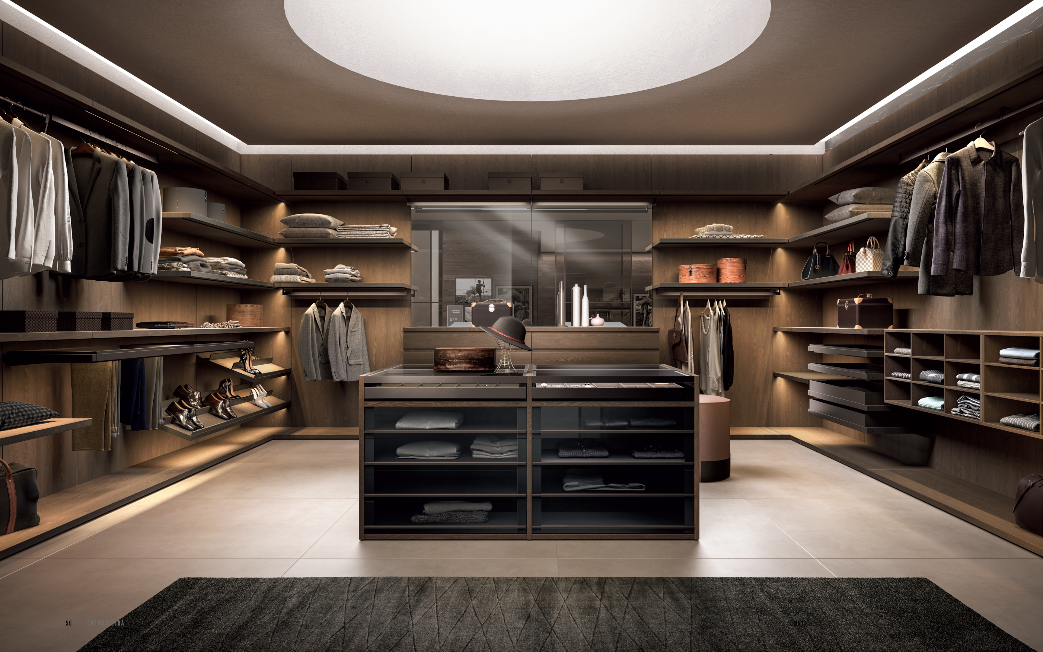 Fashion-forward luxury closet with efficient space utilization