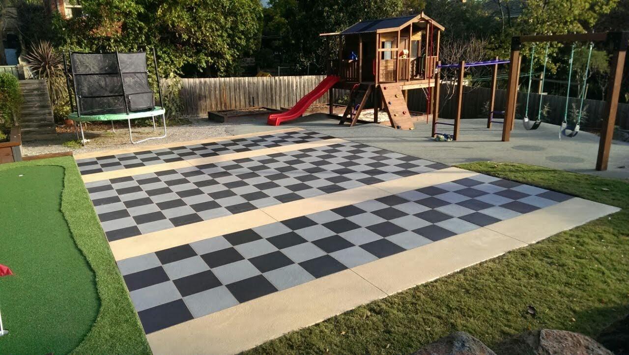 Decorative concrete resurfacing Melbourne driveway with stencil finish, improving durability, safety, and visual appeal.