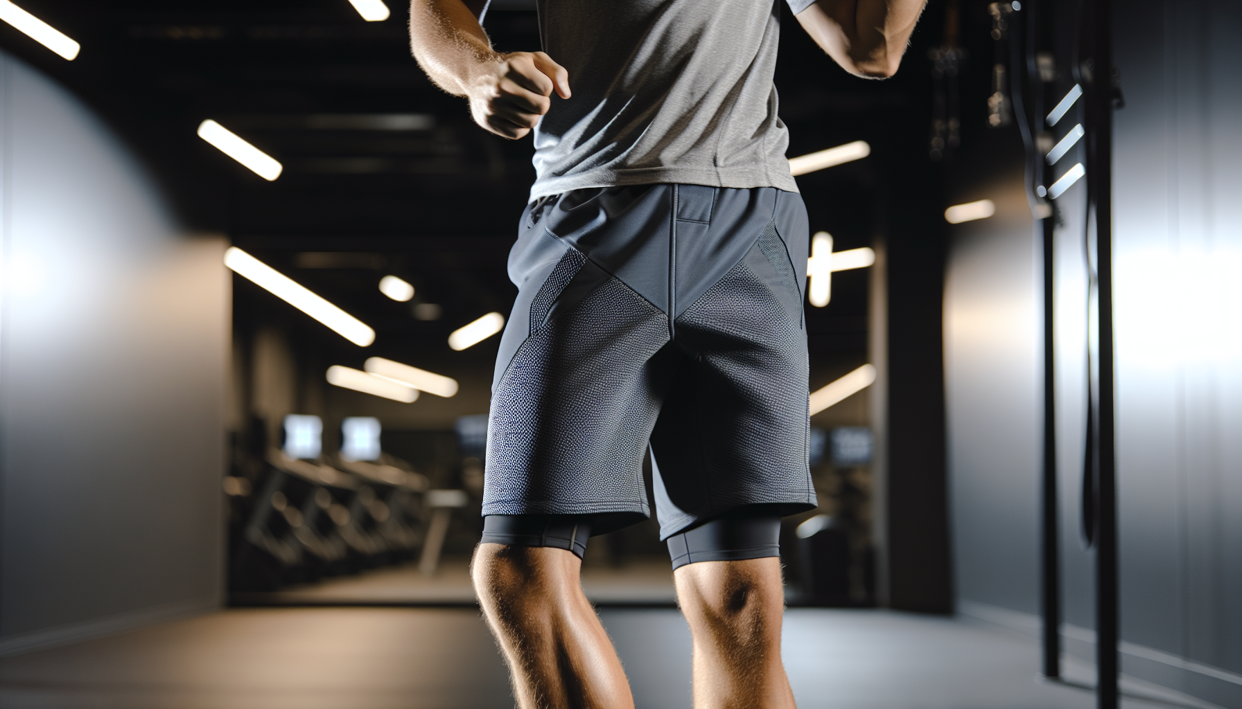 Man wearing breathable gym shorts during workout