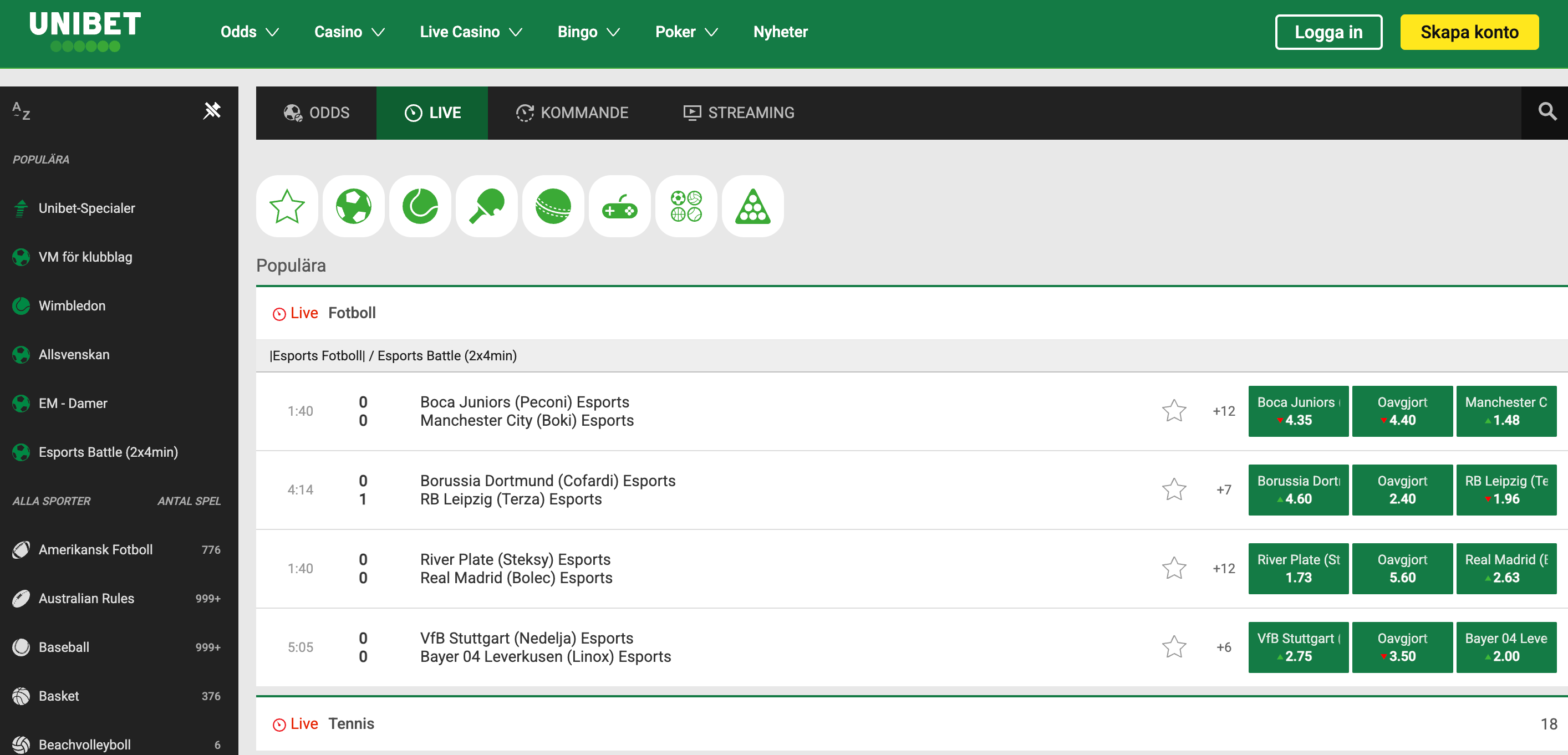 Unibet live betting