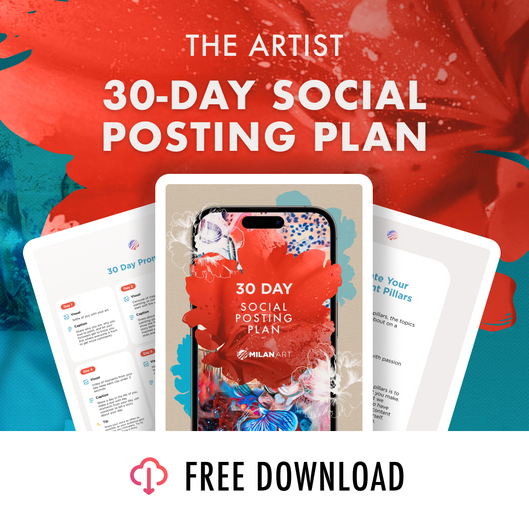 Free 30-Day Social Posting Plan to maximize your social media accounts and start selling art online
