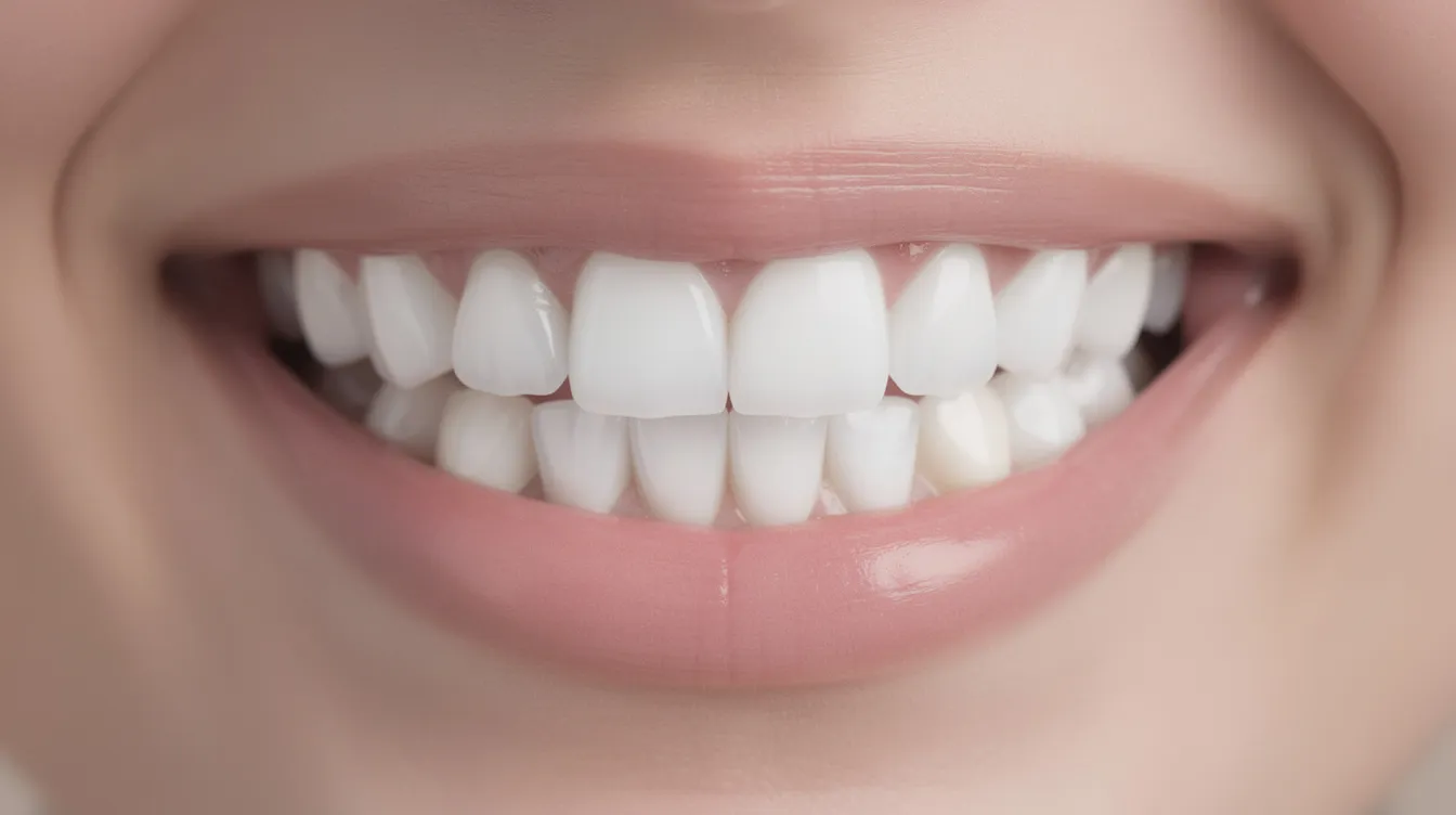 A close-up image of a person's radiant smile reveals bright white teeth, showcasing the results of professional teeth whitening treatments. This aesthetically pleasing smile highlights the benefits of cosmetic dentistry, enhancing both self-confidence and overall oral health.