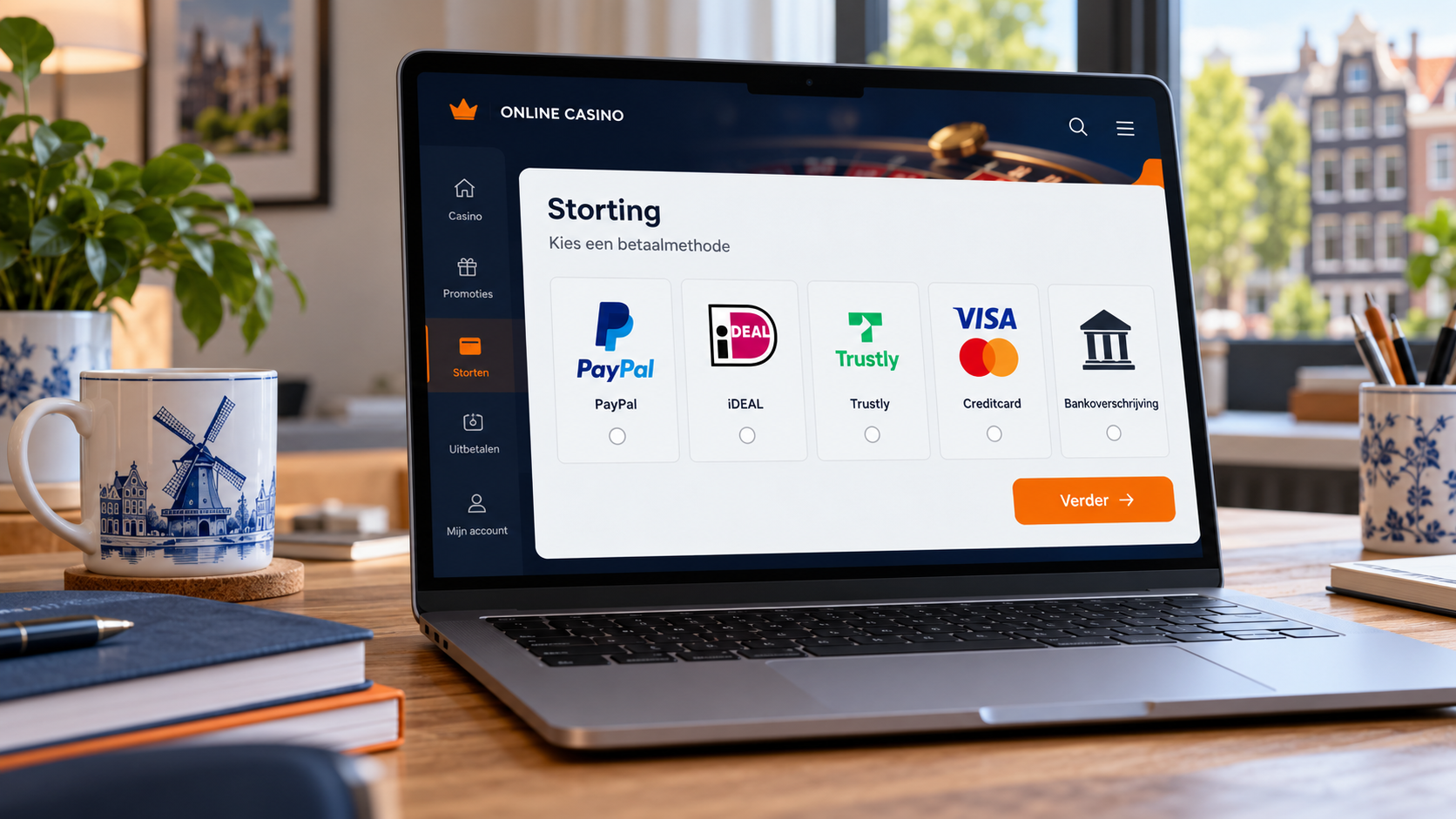 Casinokassa met PayPal, iDEAL, Trustly, creditcard en bankoverschrijving als betaalopties.