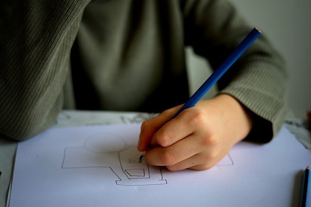 child, school, draw