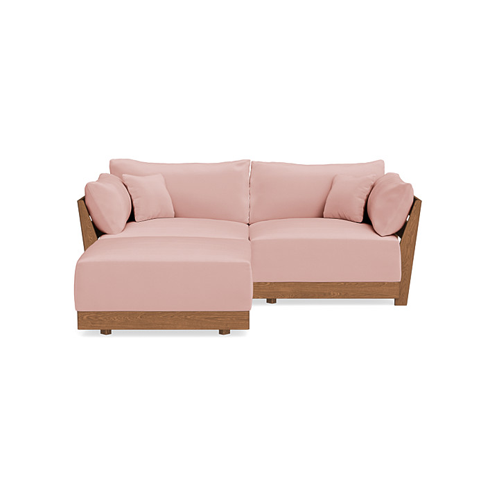 pink sofa with wood 