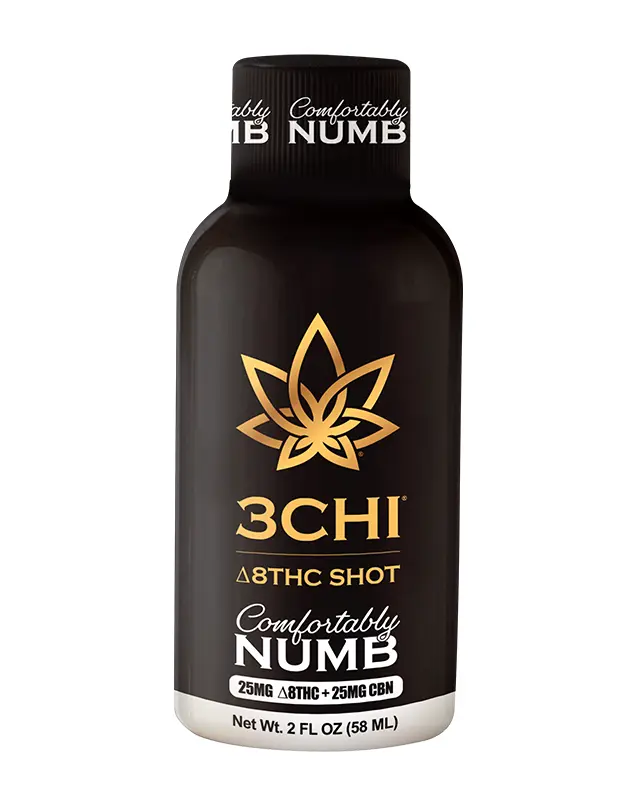 Our D8 comfy numb shot is a play off our most desirable gummy reported in reducing pain and having great flavor. Start low with this dose and always consume from a reputable brand like 3CHI.