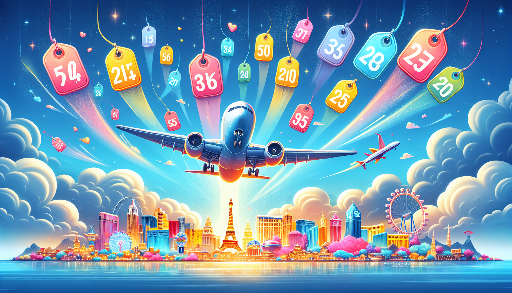 An illustration highlighting the cheapest flights from Chicago to Las Vegas.