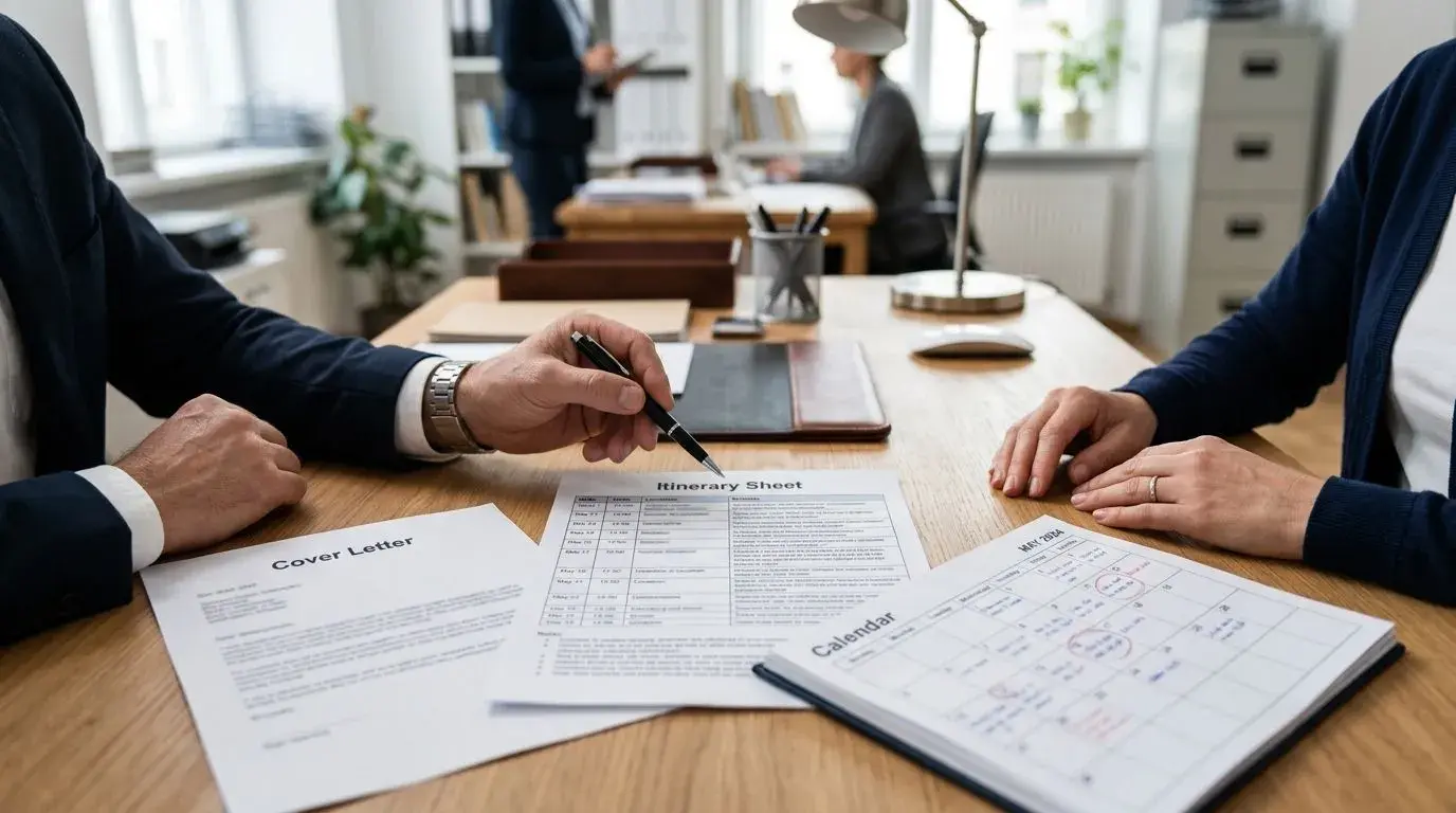 Flight reservation details checked against visa cover letter and travel plan