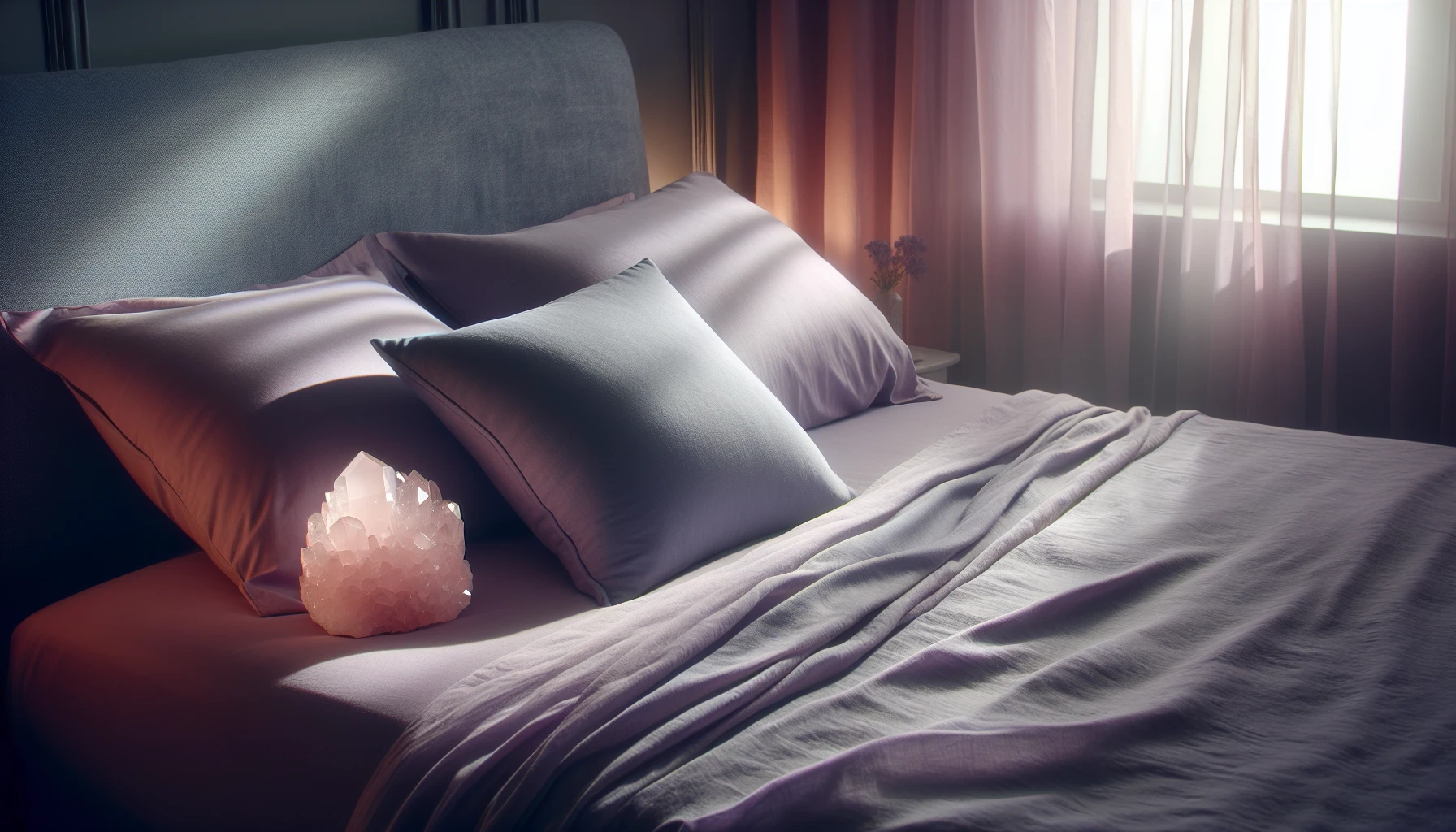 Rose quartz crystal under a pillow