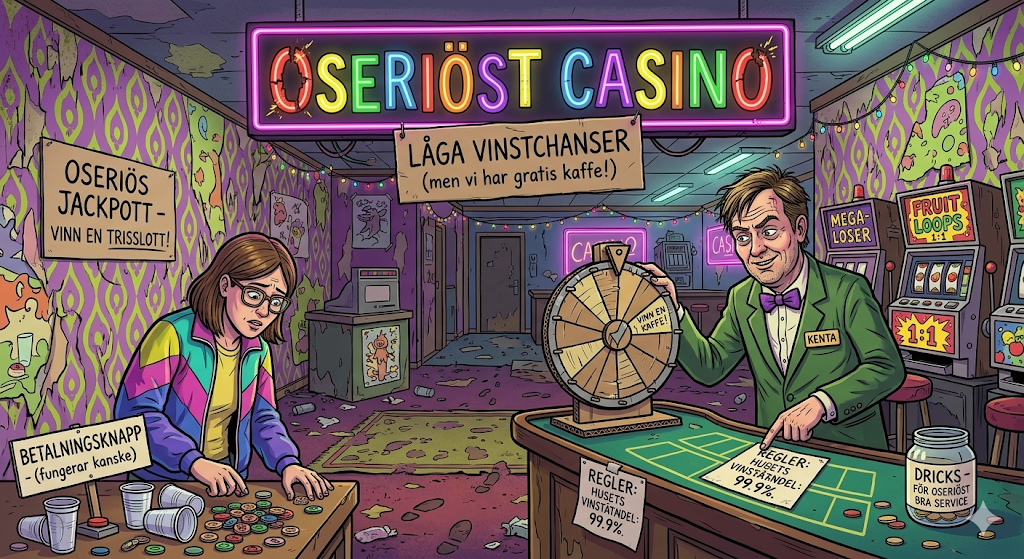Oseriöst casino utan licens – exempel på casinon med dåliga villkor, låg vinstchans och brist på ansvarsfullt spelande