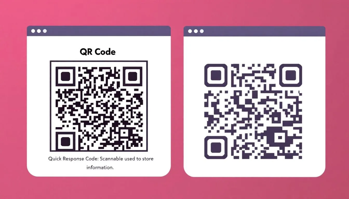The image illustrates various QR codes, including static and dynamic types, used for mobile marketing and asset tracking. It features examples of QR code asset tags, showcasing their customization features and how they provide instant access to information like maintenance records and customer engagement links.