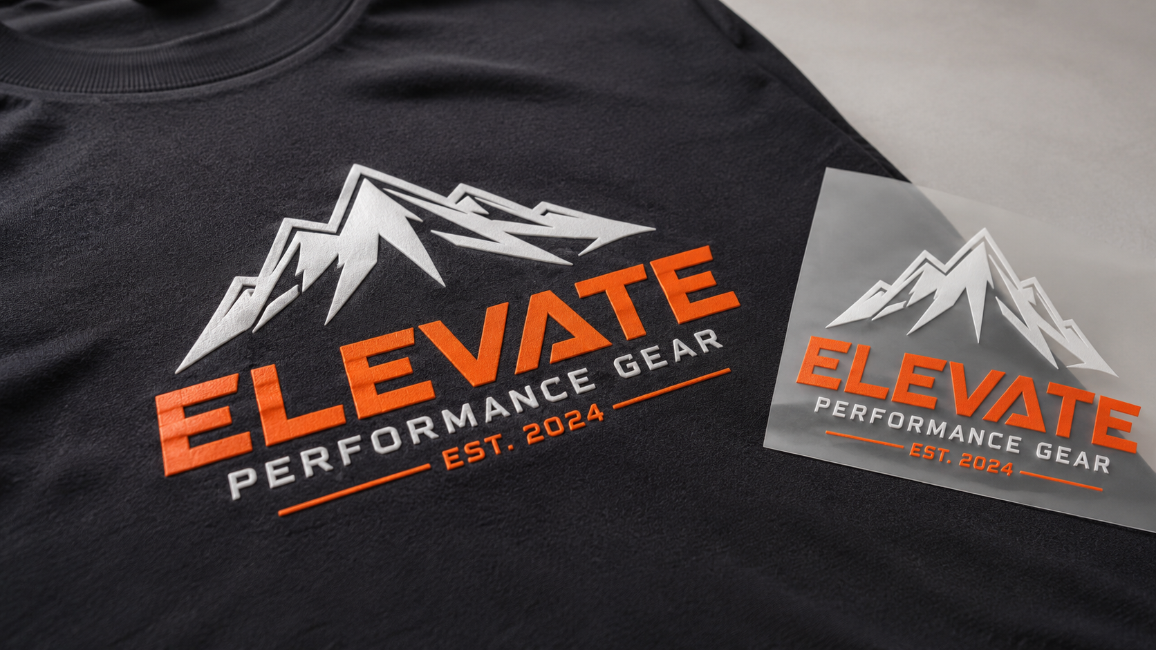 Plastisol transfer logo applied to a custom T-shirt with raised textured print effect