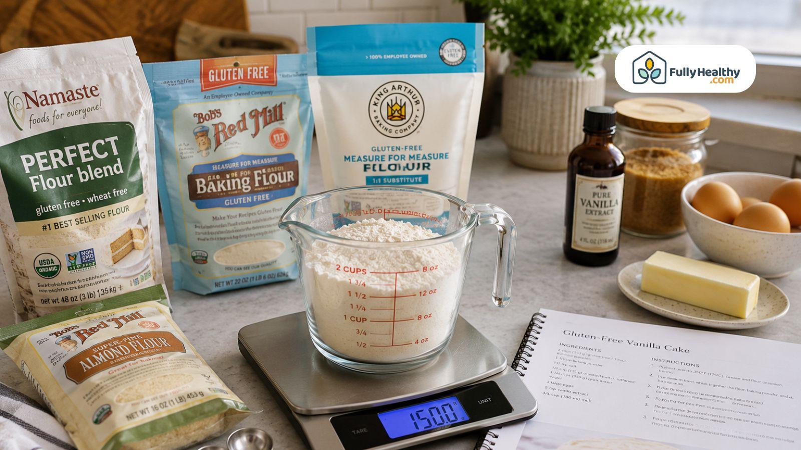 Gluten free flour blends measured accurately with digital scale
