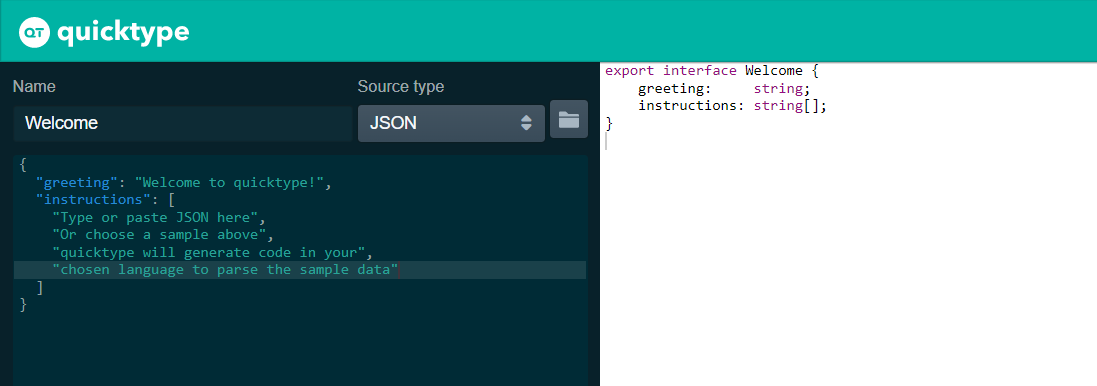 Type-checking JSON objects with quick type