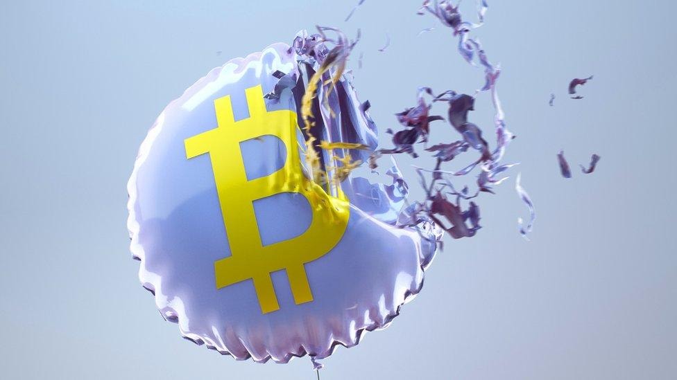 Bitcoin - Crypto market - crypto crash – cryptocurrency - trading – bitcoin – blockchain – blockchain technology – crypto assets – Crypto Exchange – digital assets – ethereum – ethereum blockchain  An image of a Bitcoin balloon popping.