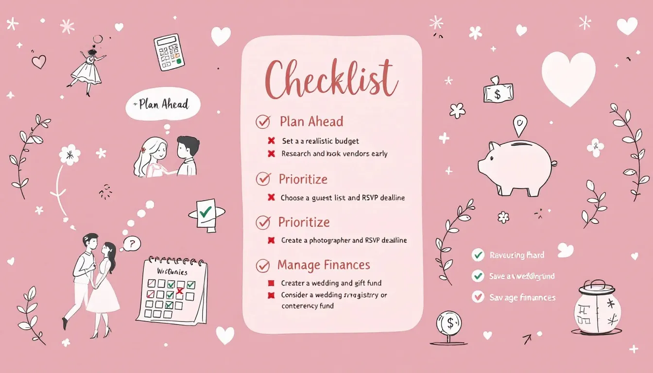 A checklist of wedding priorities for couples planning their wedding.