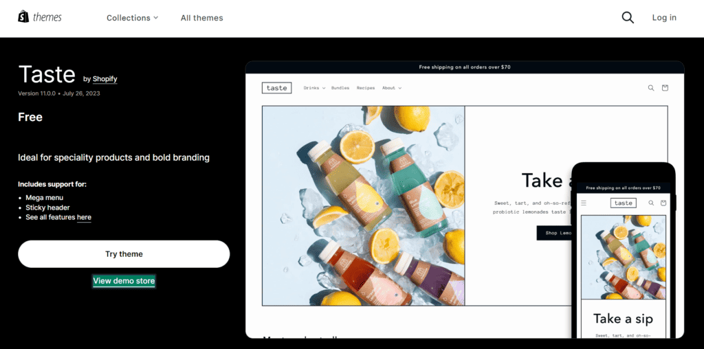 free shopify themes - taste 