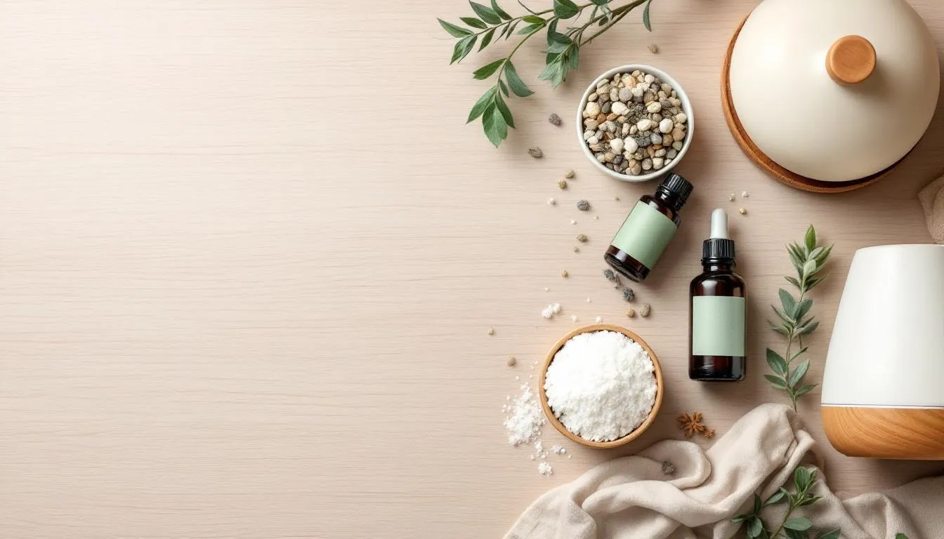 The image features a beautifully arranged spa gift basket filled with essential oils, bath salts, and aromatherapy products, designed to create a soothing home spa experience. This relaxation gift basket includes nourishing products like scented soaps and soothing lotions, perfect for self-care and pampering.