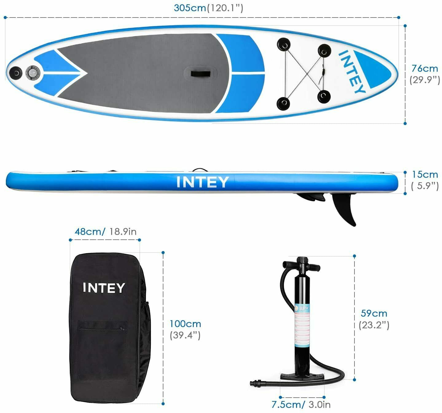 Intey Inflatable Specs and Measurements.