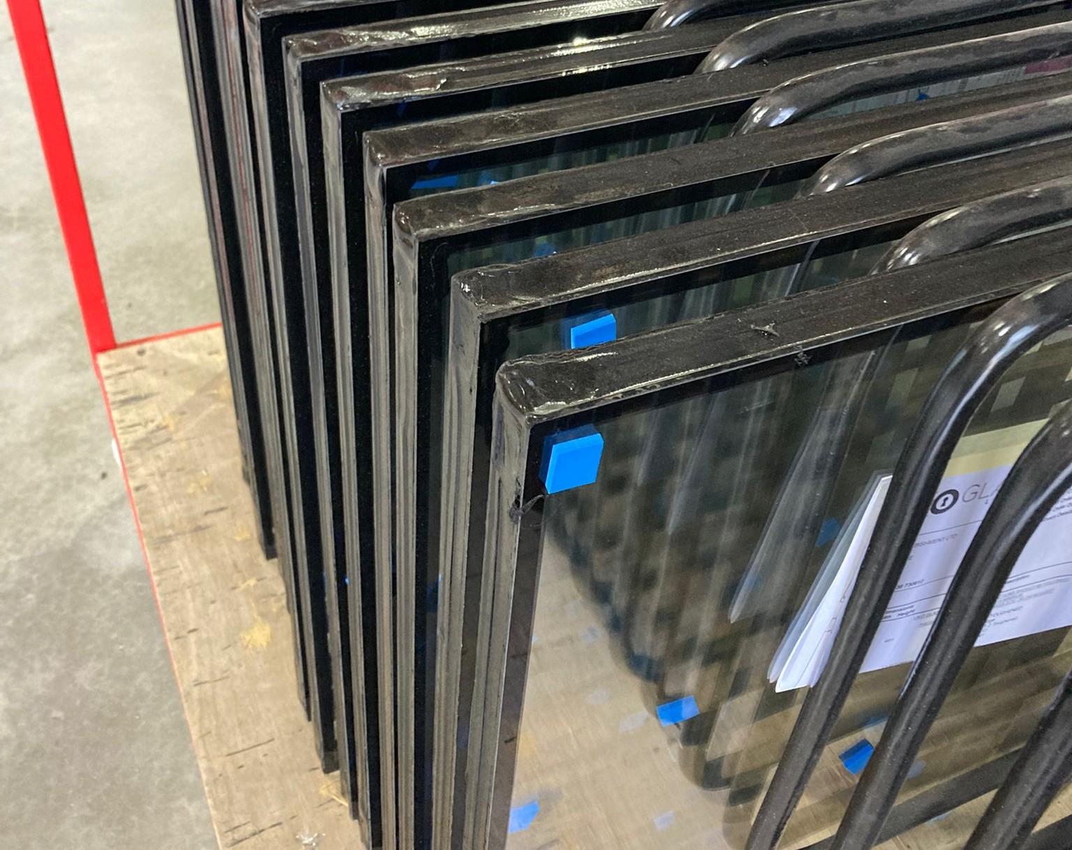 triple glazing lined up in factory 