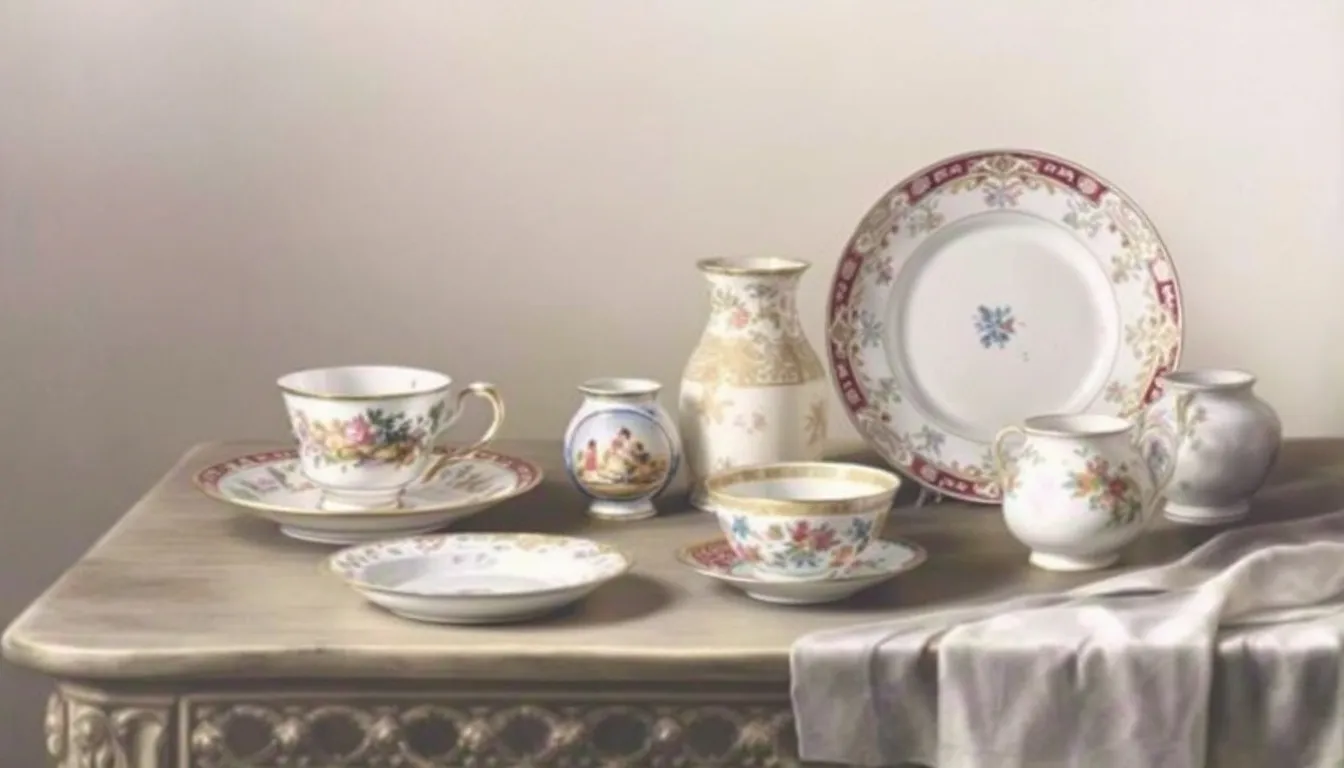 Wycena online porcelany, przedstawiona na komputerze.