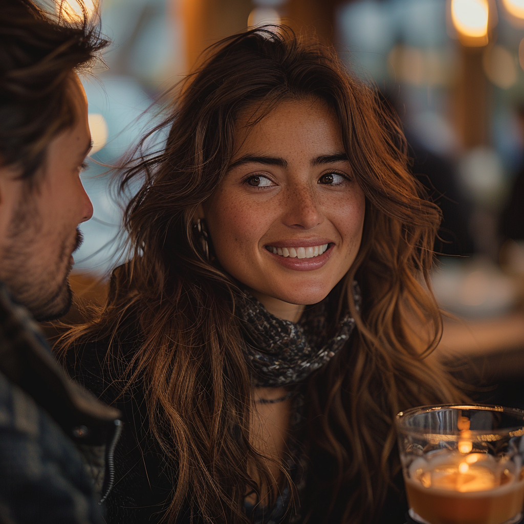 A woman listening to her boyfriend