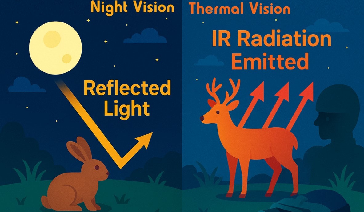 Night Vision versus Thermal Vision, reflected versus night vision sight