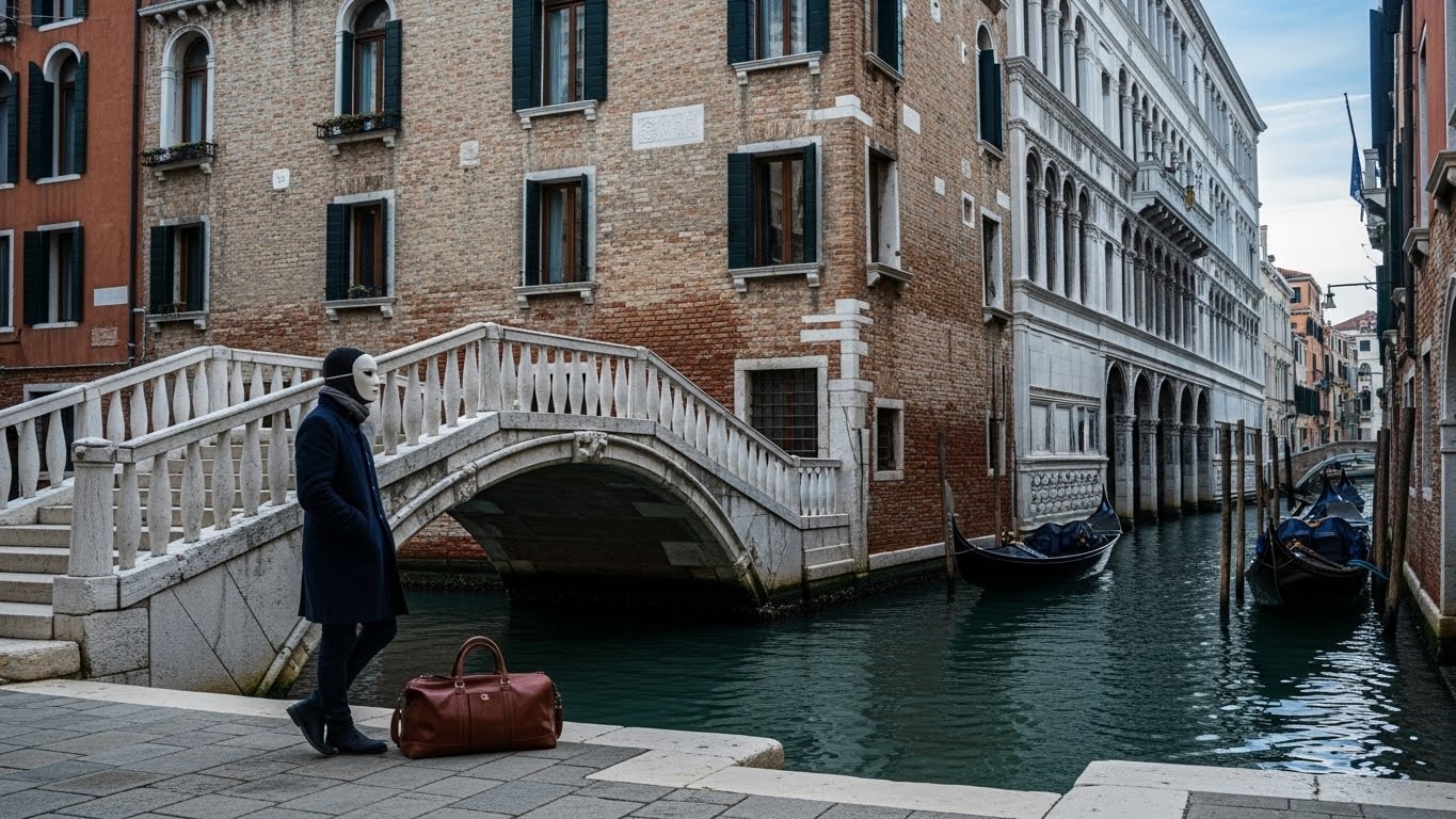 Venice Carnival season approaches as travelers arrive in the historic city center.
