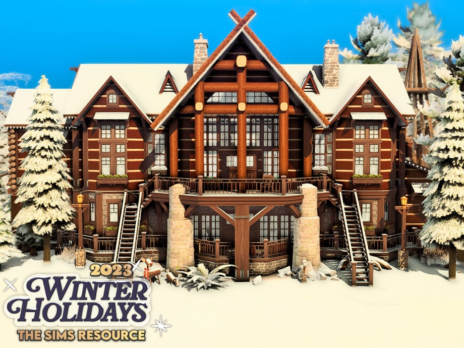 Christmas Decorated Log Cabin