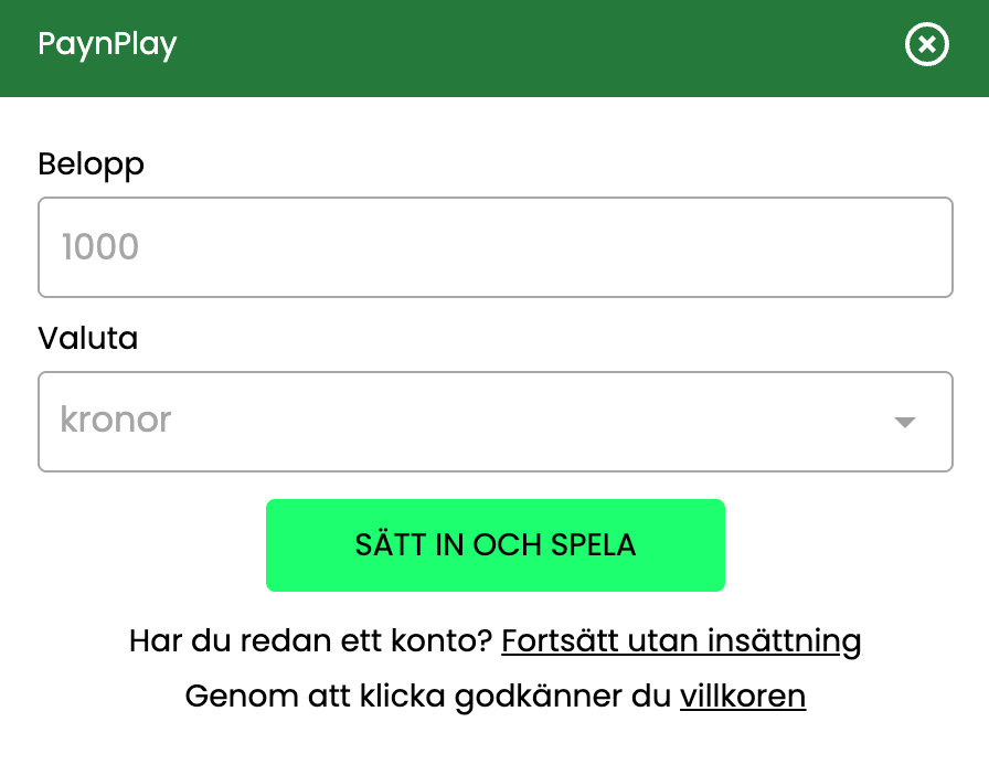 Börja spela på Swift casino