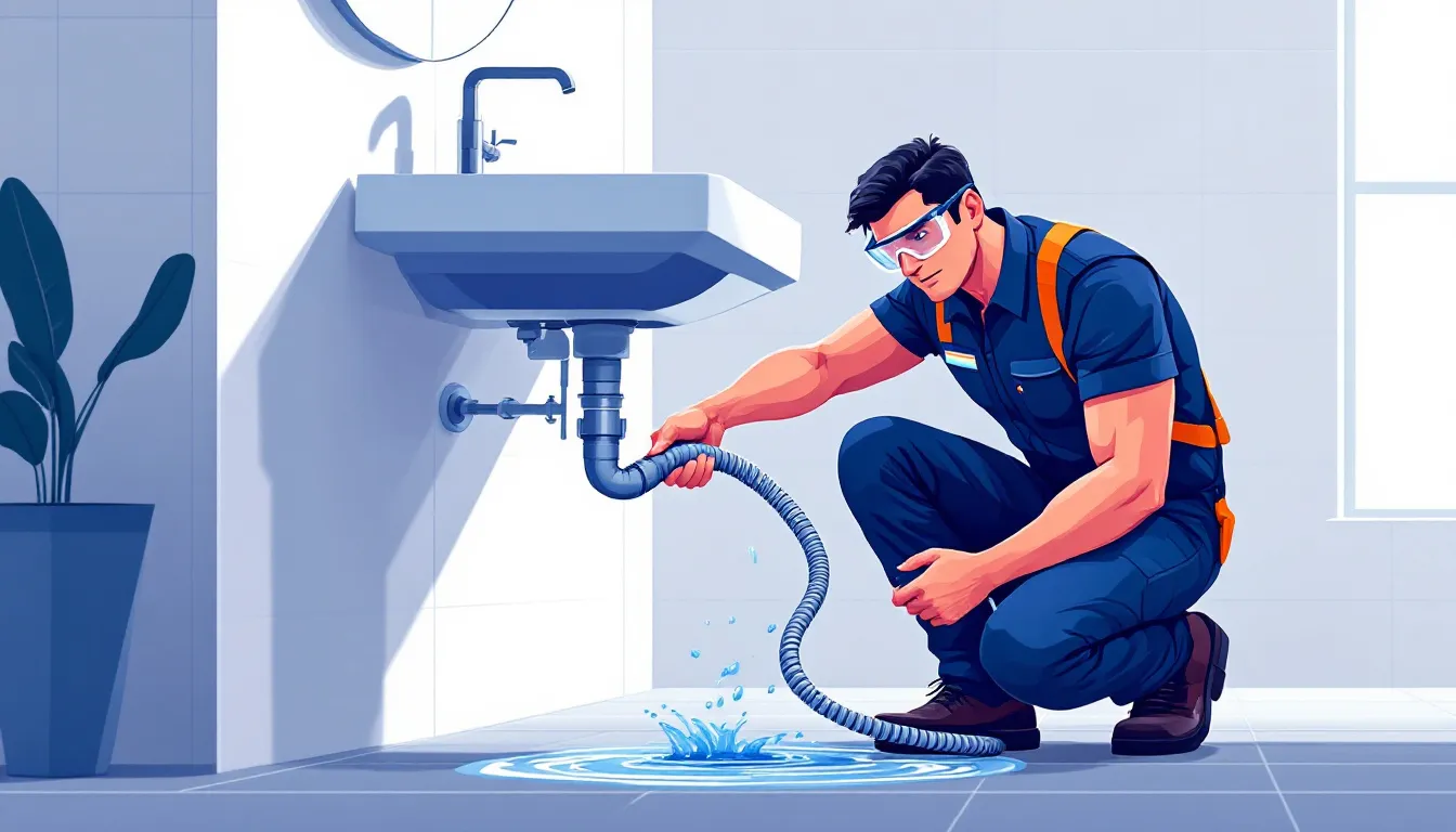 A technician assessing a clogged drain, emphasizing the need for emergency drain cleaning services.
