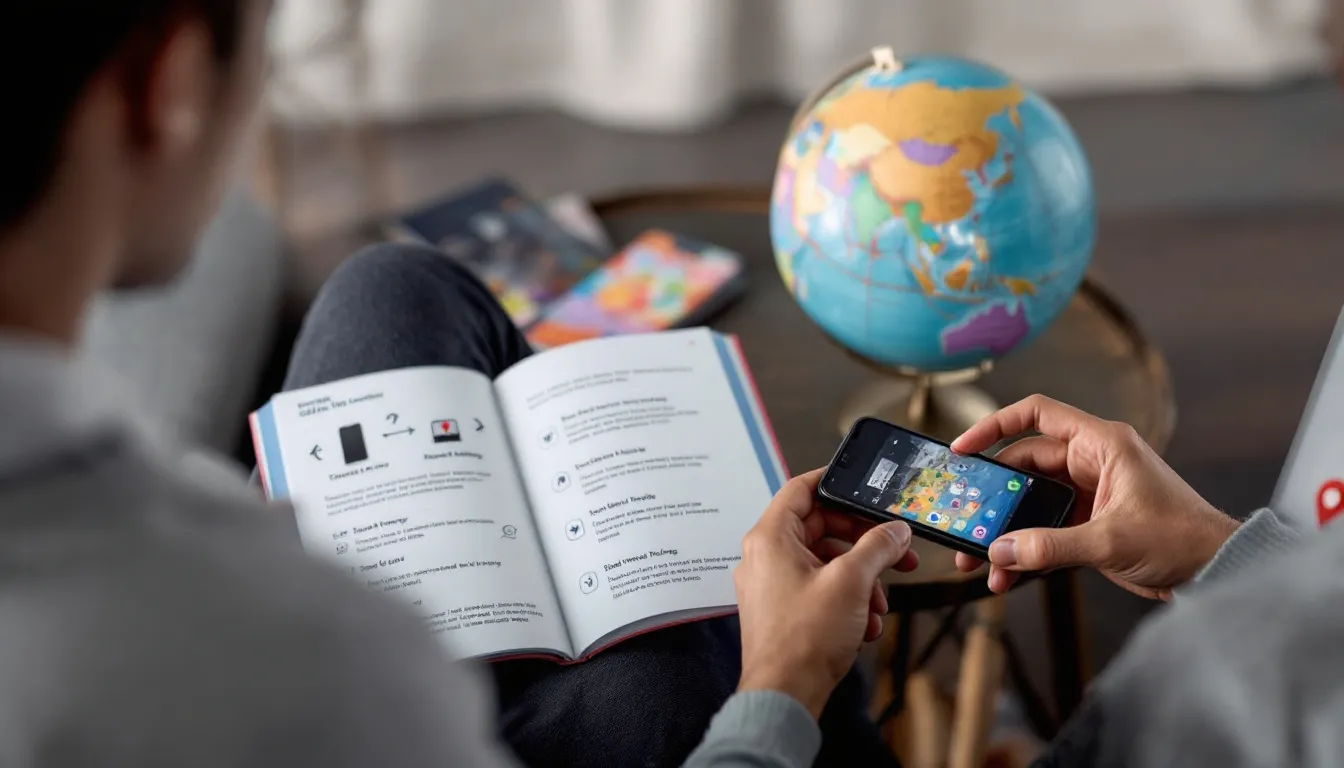 A person testing their eSIM connection before traveling.